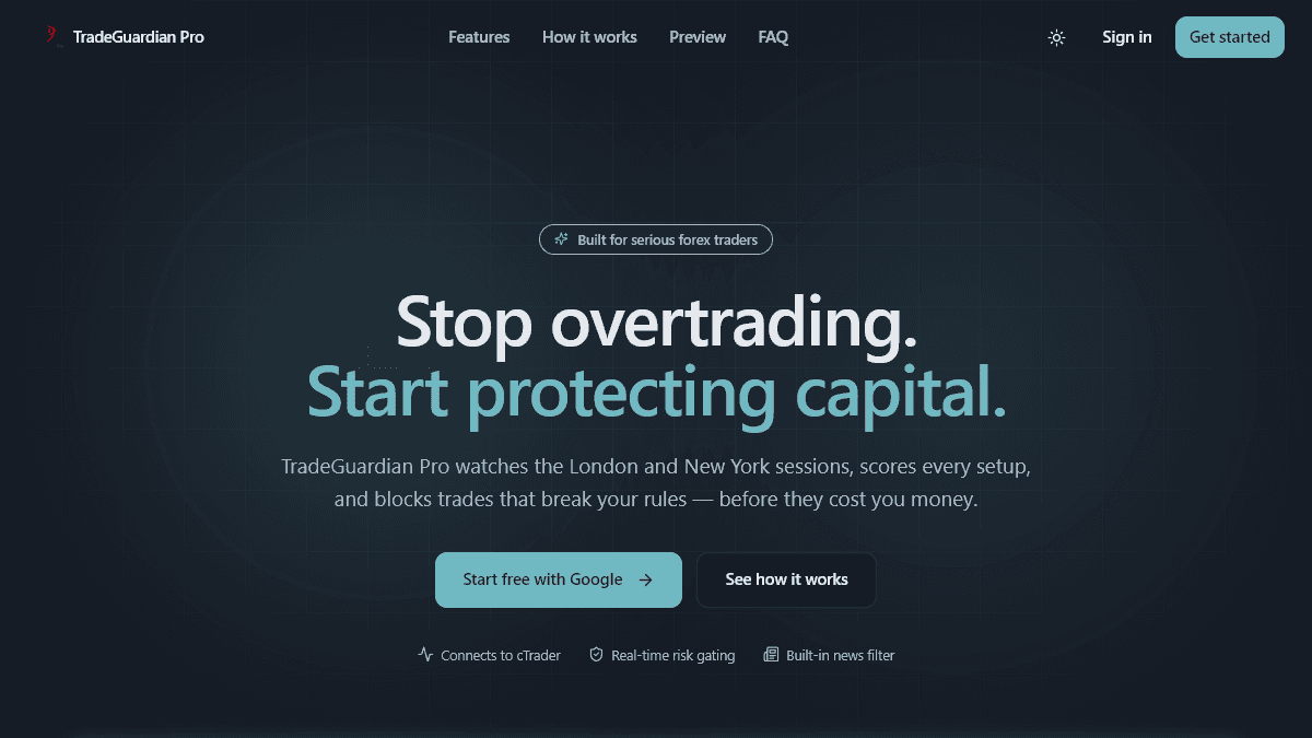 TradeGuardian Pro interface preview